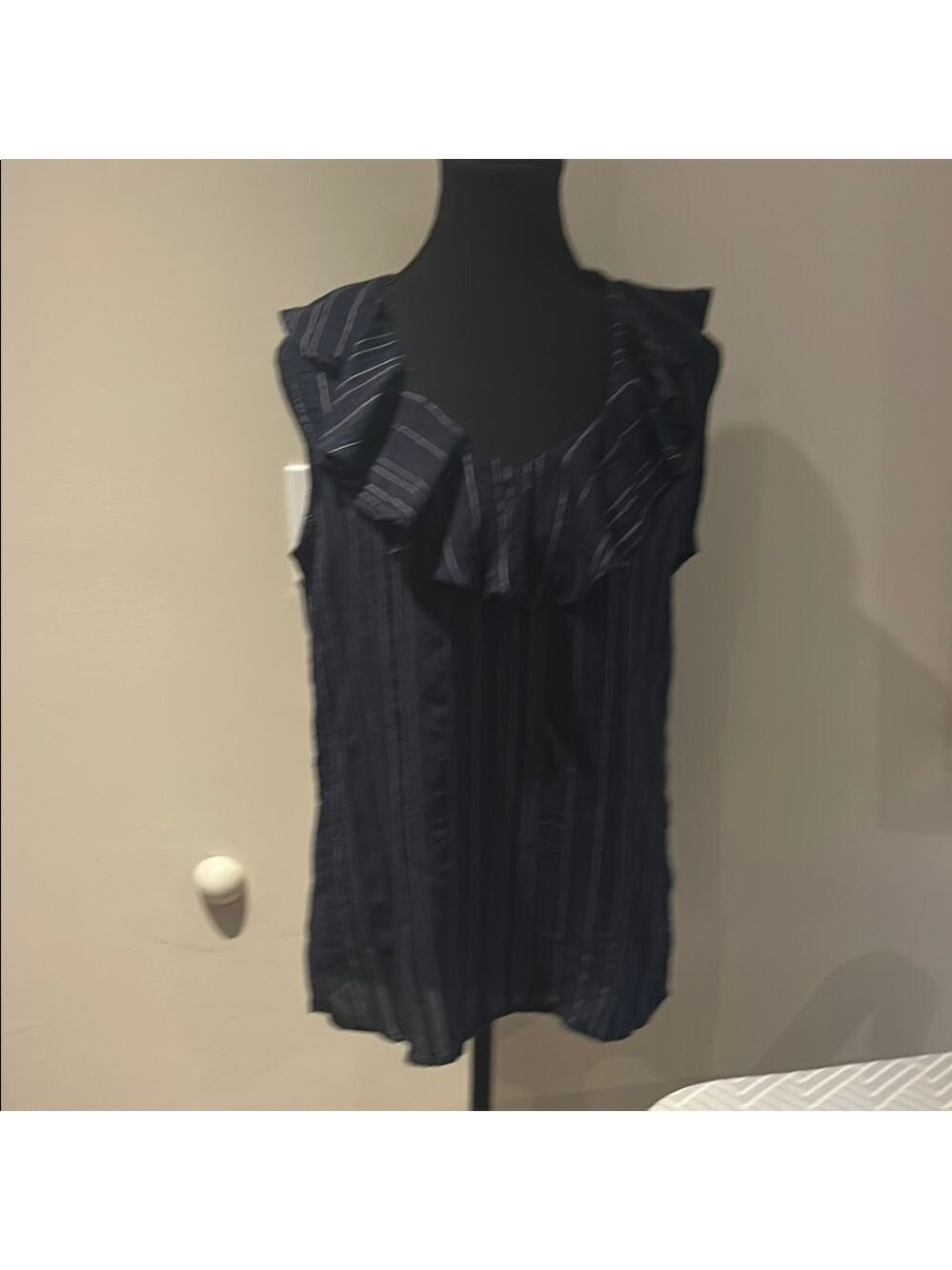 Banana Republic Black Ruffled Bib Collar Blouse